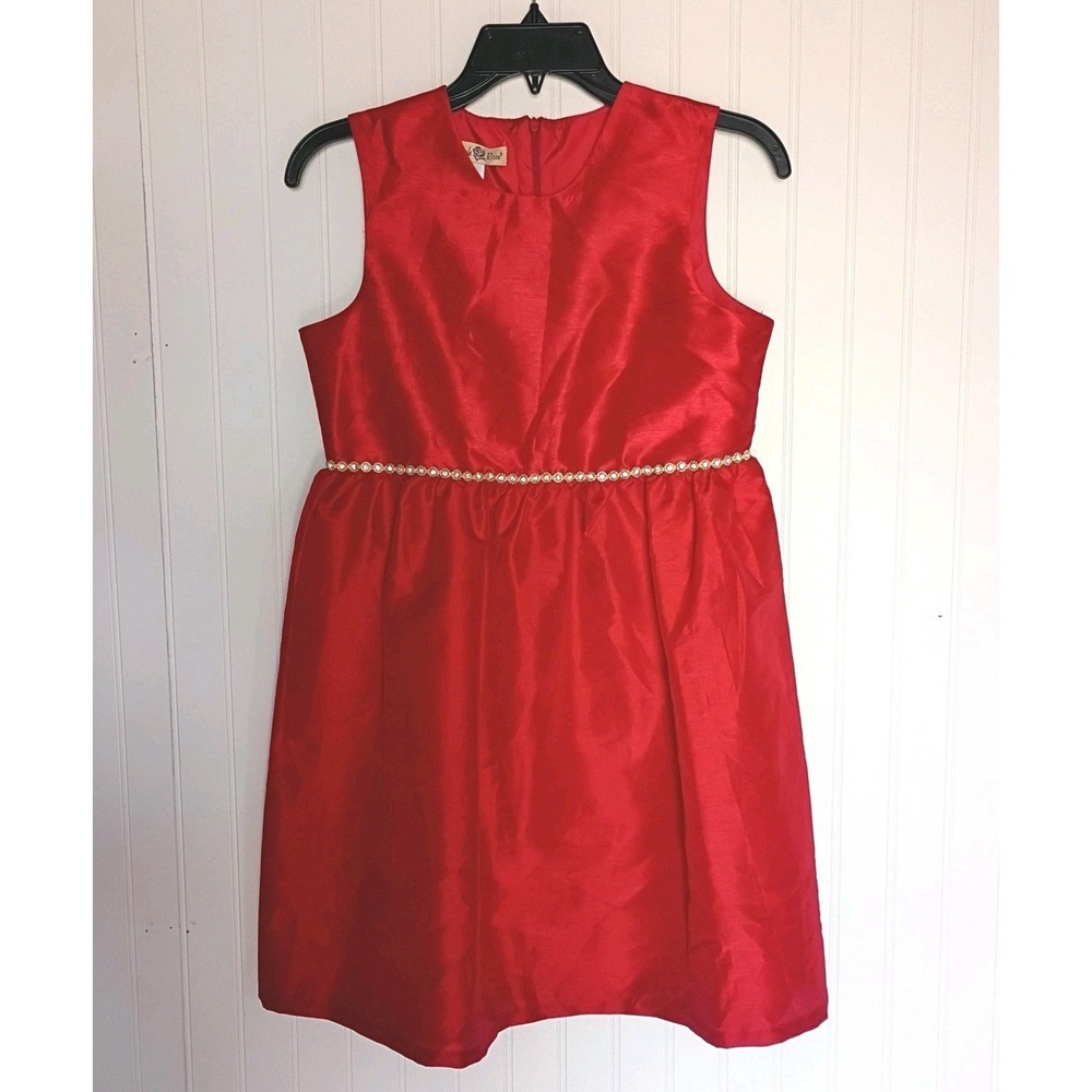 Purple Rose Red Girls Youth Size 16 Gold Trim Pleated Special Occasions Dress‎